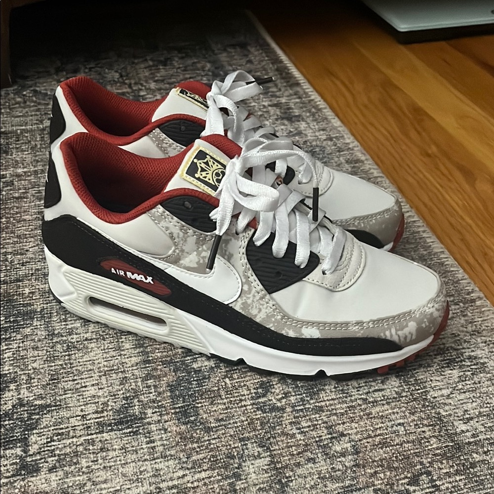 Nike White, Black, and Red Air Max Sneakers